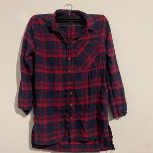 Dark blue and red flannel